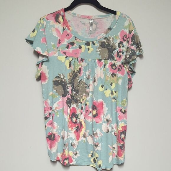 Floral Print Ruffle Sleeve Blouse - Picture 1 of 5